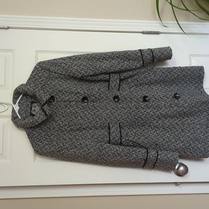 ESPRIT black tweed coat, full zip, lined, front buttons.